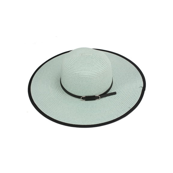 Chic Headwear Black Brim Colorful Floppy Hat - Mint