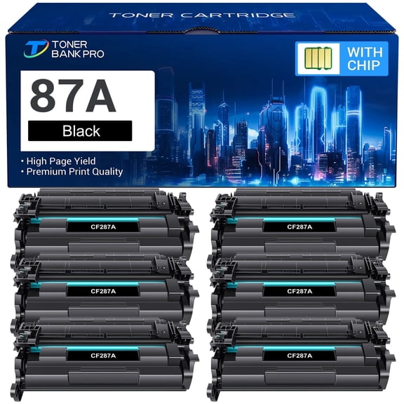 Compatible for HP 87A Black Toner Cartridge CF287A M501dn 87X CF287X Laserjet Pro M501dn M501n M506dn M506n M527dn M506x M527f M506 M501 M527 M527c M527z M506dh Printer Ink 6-Pack