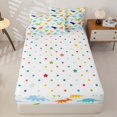 thumbnail image 4 of Metsweet Colorful Dinosaurs Zipper Full Size Comforter Sets with Fitted Sheet and 2 Pillowcases, Tyrannosaurus Rex Stegosaurus Pterodactylus Zipper Bedding Set,4pcs, 4 of 6