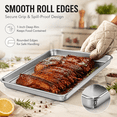 thumbnail image 2 of Coliware 16”x 12” Baking Pan Cookie Sheet Set of 2, Stainless Steel Rimmed Half Sheet, Metal Flat Cooking Tray Pans for Oven Toasting, 2 of 13