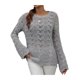 thumbnail image 1 of Txlixc Mujeres Trendy Hollow-Out Tops, Crochet Color sólido Cuello redondo Manga larga Punto Tops con puños acampanados para damas Txlixc  Moda, 1 of 9