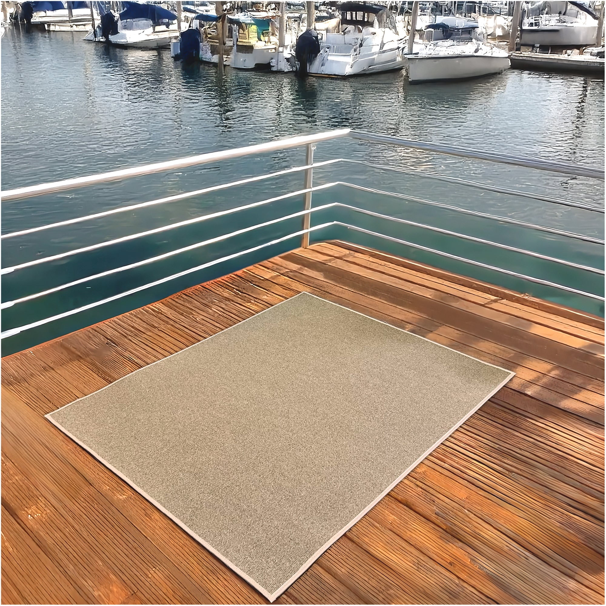 Koeckritz Rugs 6' x 12' Premium Ribbed Indoor/Outdoor Area Rug Quick Dry, Lightweight, Taupe