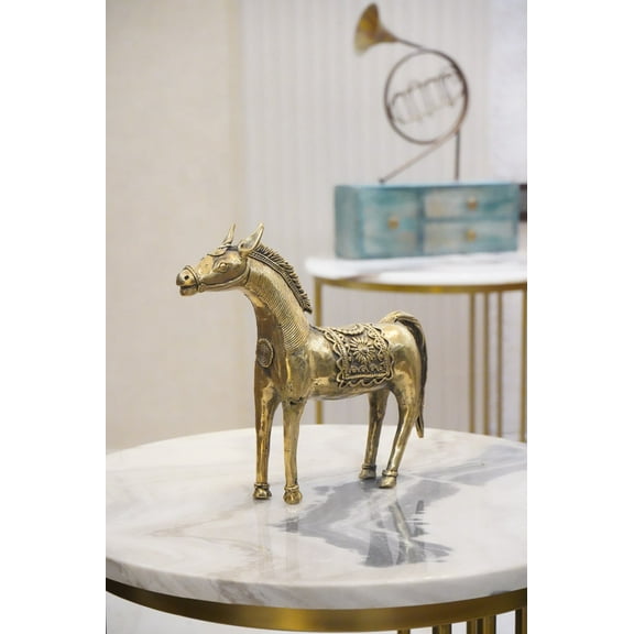 Handcrafted Brass Horse Figurine - Intricate Decorative Sculpture