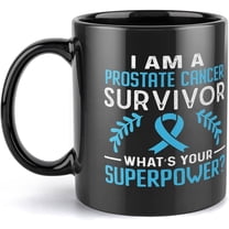Prostate Cancer Survivor Gifts, I Beat Cancer Mug, I Am A Prostate Cancer Survivor Ceramic Coffee Cup Birthday Gifts For Men Women 11Oz Black