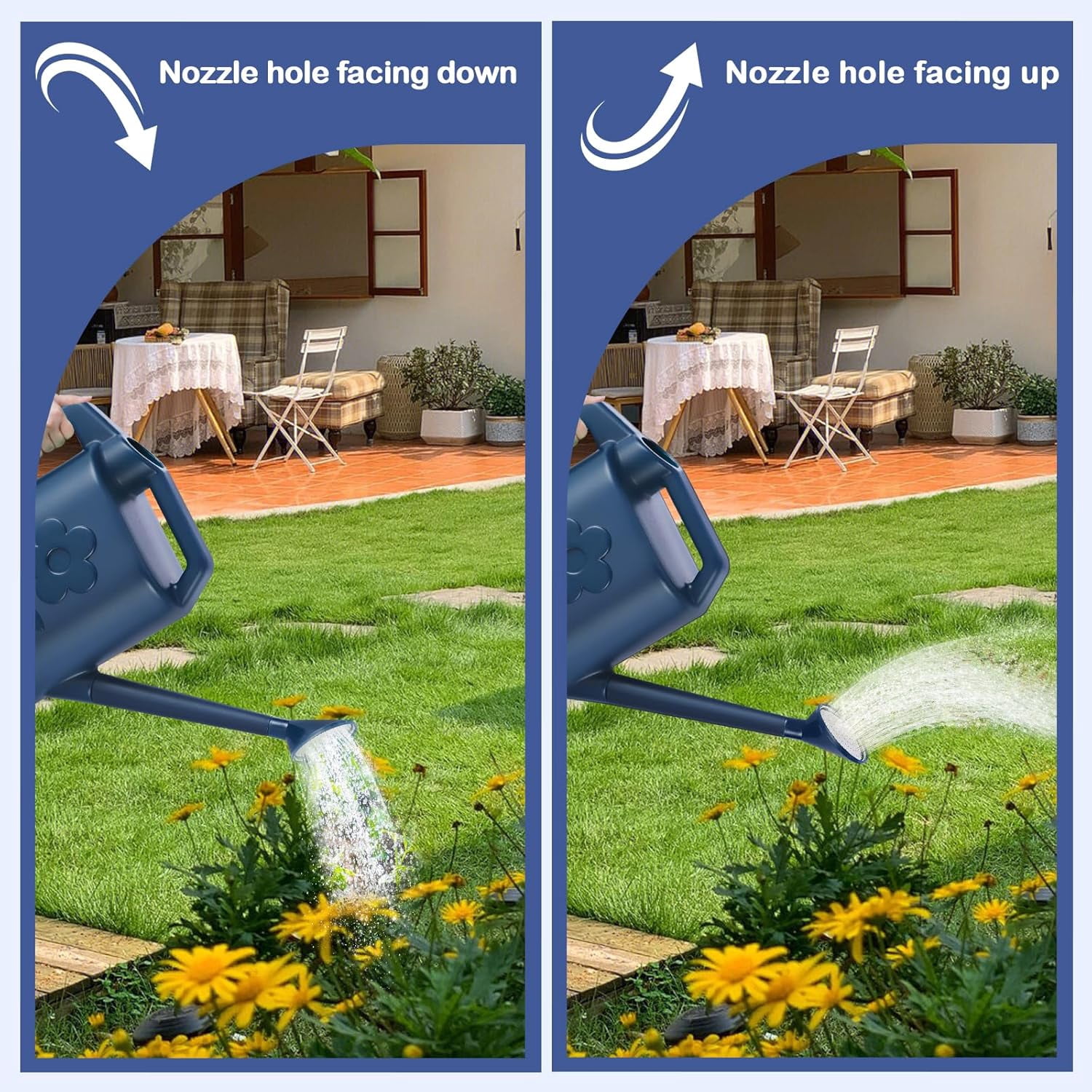 2.8L Watering Can for Indoor Plants – Large Garden Watering Can with Long Spout & Detachable Sprinkler Head, Modern Plant Water Can for Outdoor Flowers Houseplants, Upgraded Convertible Nozzle