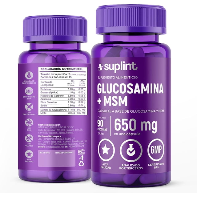 Suplemento de Sulfato de Glucosamina 800 MG con MSM | Complejo para Alivio del Dolor Articular | Soporte de Cartílago para Mujeres y Hombres | Fabricado en Holanda | 90 Cápsulas