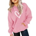 thumbnail image 2 of UACY Girls Preppy Heart Sweatshirts Oversized Pullover Sweatshirt Kids Fall Winter Long Sleeve Cute Trendy Hoodies ﻿ (Pink, 4-5 Years), 2 of 6