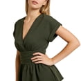 thumbnail image 6 of Endives Womens Short Sleeve T- Shirt V Neck Ruched Waist Peplum Top Chic Daily Wear Casual Blouse Summer Outfit, 6 of 6