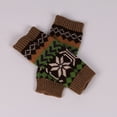 thumbnail image 7 of qolati Women Winter Knit Fingerless Gloves Ethnic Print Crochet Arm Warmers Knitted Cable Mittens Thumbhole Stretchy Wrist Sleeves, 7 of 7