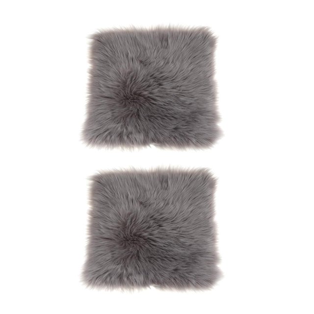 2 cojines de asiento de oveja sintética para dormitorio, alfombrilla para asiento , 40x40cm, gris Gloria Cojín mullido