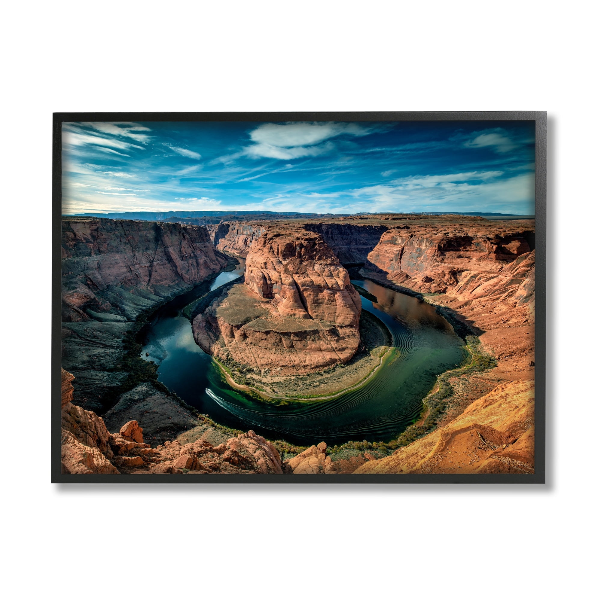 Stupell Industries Red Canyon Mesa Cliffs Surrounding River Water Photograph Black Framed Art Print Wall Art, Design by Andy Crawford Photography