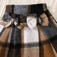thumbnail image 5 of Staki Girl's Outfit Flounce Sleeve Button Down Shirt V Neck Sweater Vest Plaid Pleated Skirt Set Christmas Outfits For Toddler Girls(Brown,9-12 Months), 5 of 9