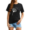 thumbnail image 4 of Xuanfei Women Dandelion Graphic Print Round Neck Short Sleeve Summer T-Shirt, 4 of 7