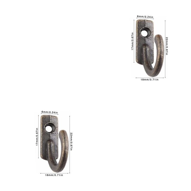 Toystoory Hanging Hooks Zinc Alloy Wall-mounted Door Towels Anti-skid Accessory Clothes Set Hangers Multi-functional Screw for Hotel color bronce 2piezas