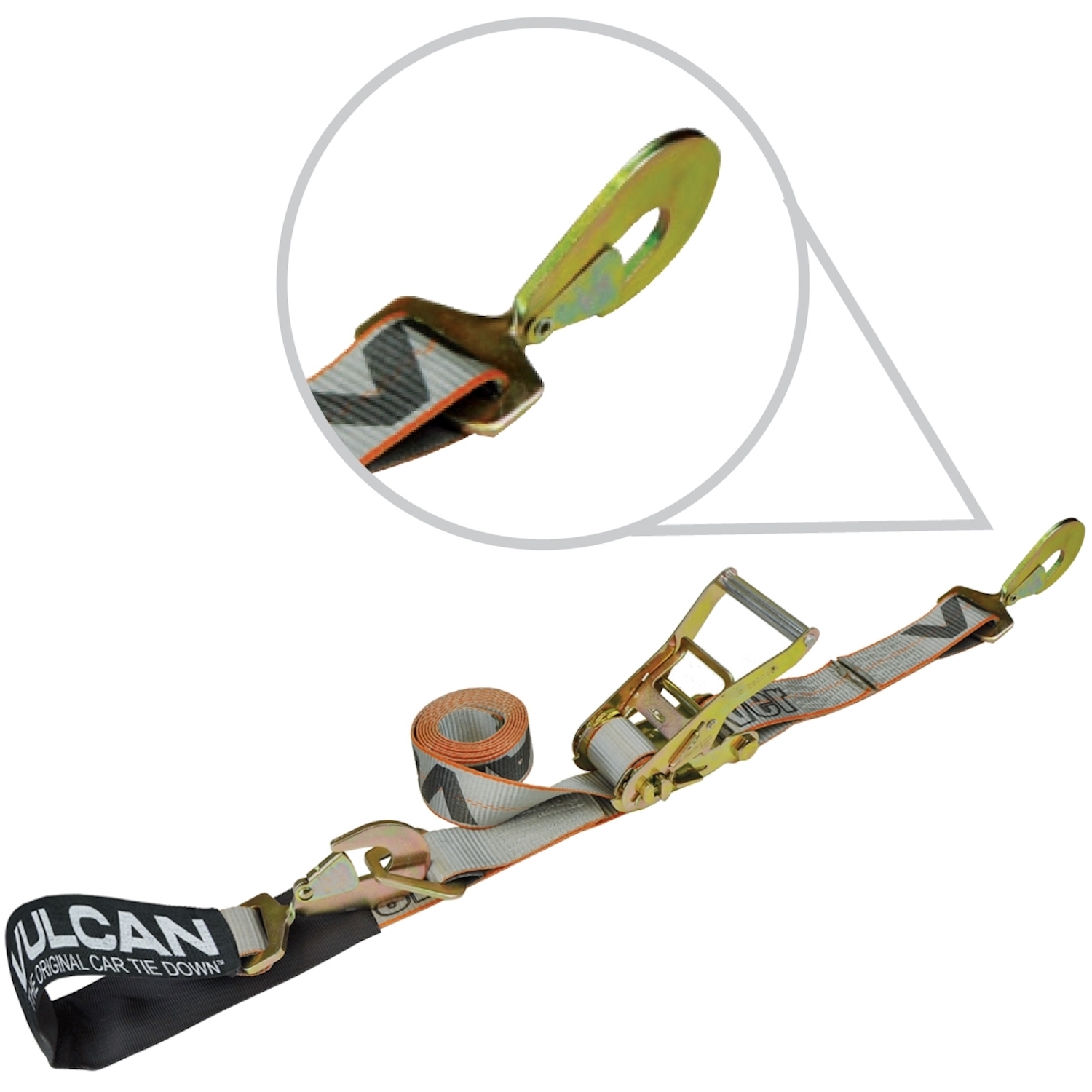 VULCAN Axle Tie Down Combo Strap with Snap Hook Ratchet 2 Inch x 114