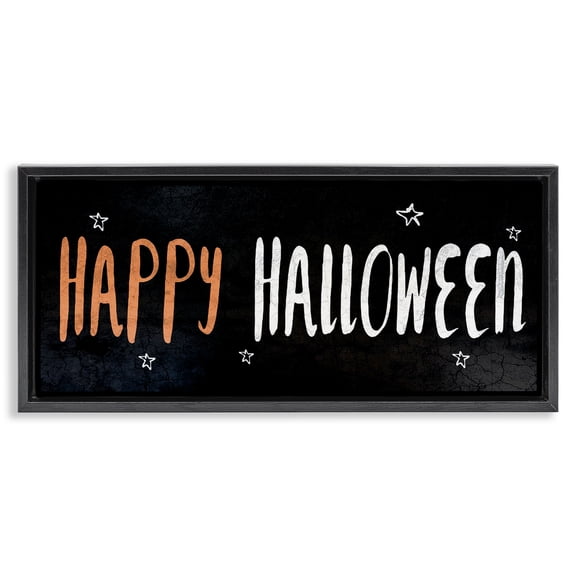 Stupell Industries Art Deco Happy Halloween Spooky Stars Black Floating Frame Canvas Art, 25 x 11, by Lil' Rue