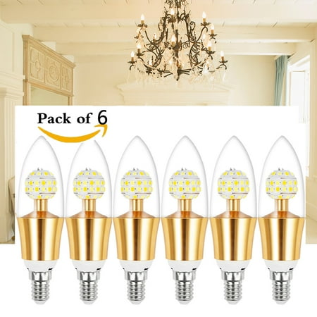 - (Pack of 6)E12 Base Dimmable Candelabra LED Bulb 10Watt(100 Watt Equivalent) Decorative Candle LED For Home Lighting
