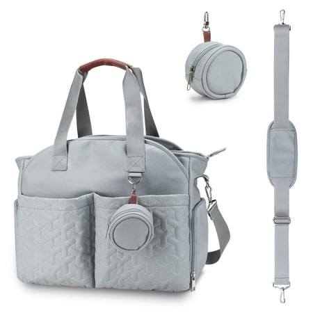 SPEKSEE Diaper Bag Tote with Pacifier Holder Case for Mom and Dad, Multi-Function Travel Diaper Bag with Adjustable Shoulder Strap and Insulated Pockets