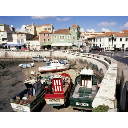 Fishing Boats at Low Tide, Peniche, Estremadura, Portugal Print Wall Art By Ken