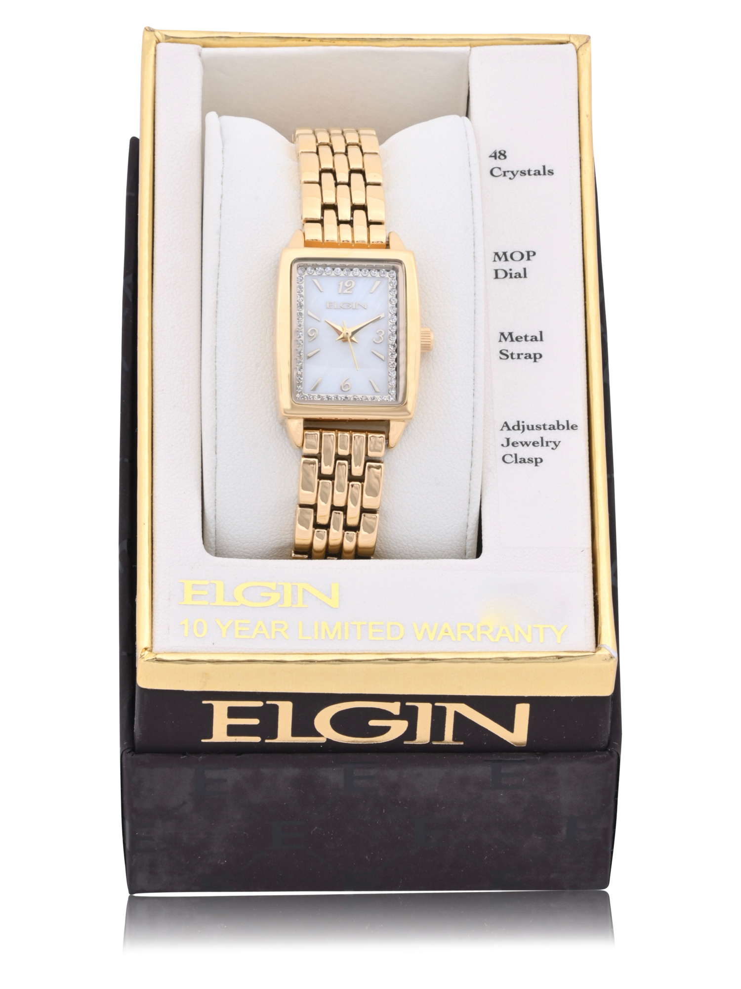 Elgin Women\'s Watch EG170042 Quartz Mother of Pearl Dial Rectangular Gold Steel Elgin Adult Female Watch in Gold with Mother of Pearl Dial  main image 3