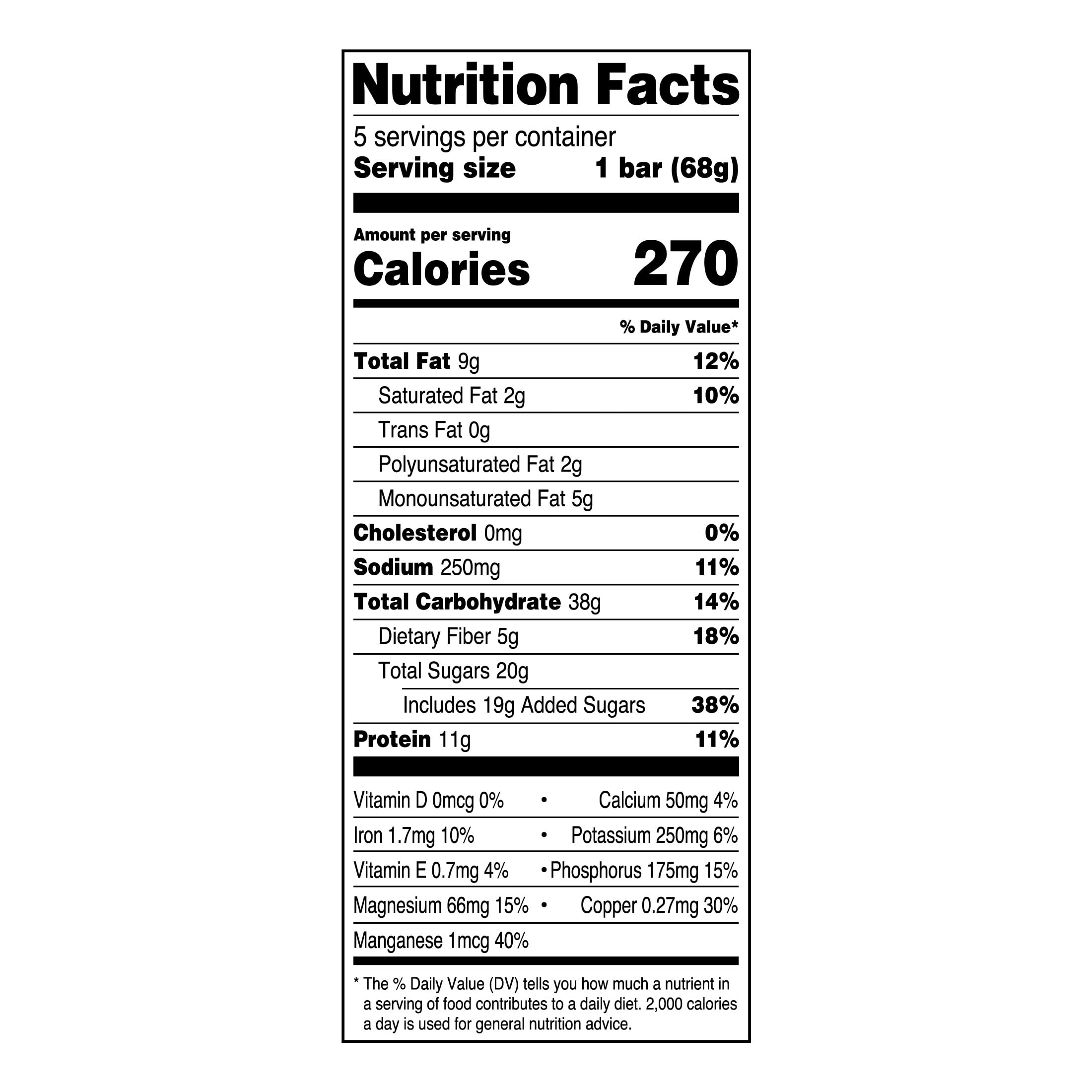 Great Value Energy Bar, Chocolate Peanut Butter, 2.4 oz, 5 Count