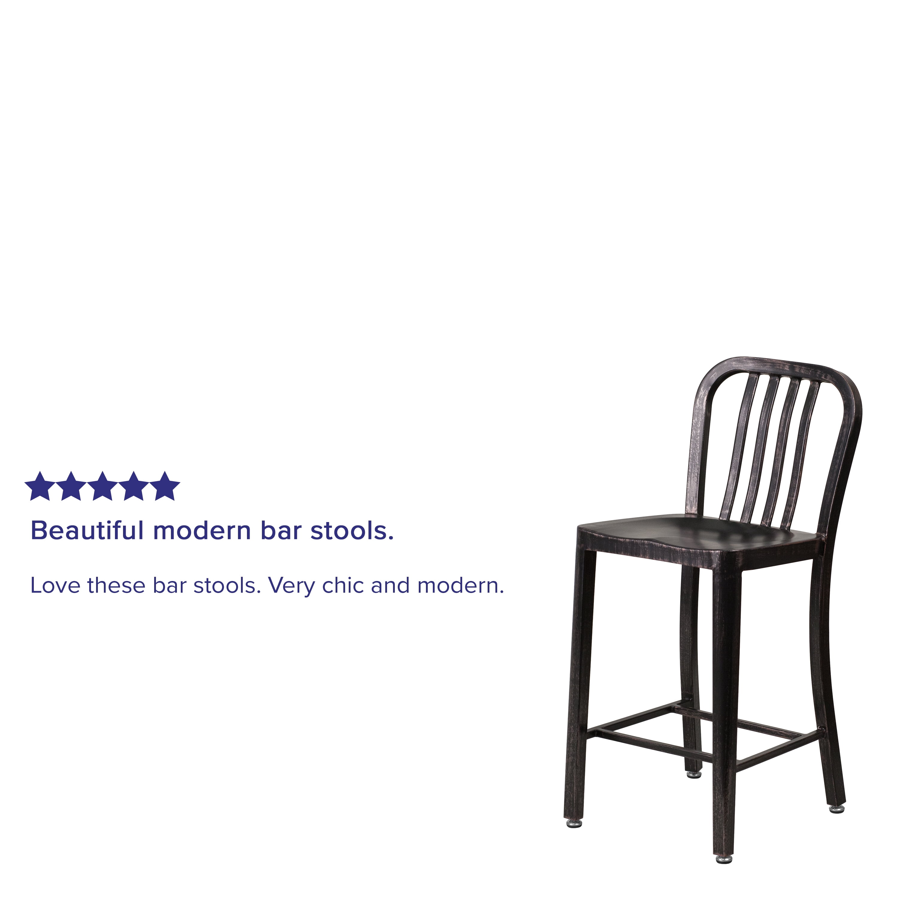 Flash Furniture Curved Slat Back Bar Stool, Black Antique Gold