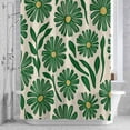 thumbnail image 2 of Spring Floral Shower Curtain for Bathroom, Watercolor Green Flower Grenn Leaf Plan Wood Grain Waterproof Cloth Fabric Bathroom Accessories Set with 12 Rust Proof Plastic Hooks, 54"x78", 2 of 9