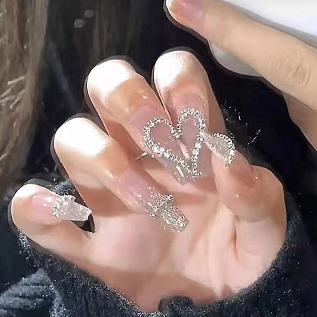 24 piezas de ballet largo Manucure Dgrad Paillettes Amour Diamant Manucure portátil Pice Manucure Faux Ongles
