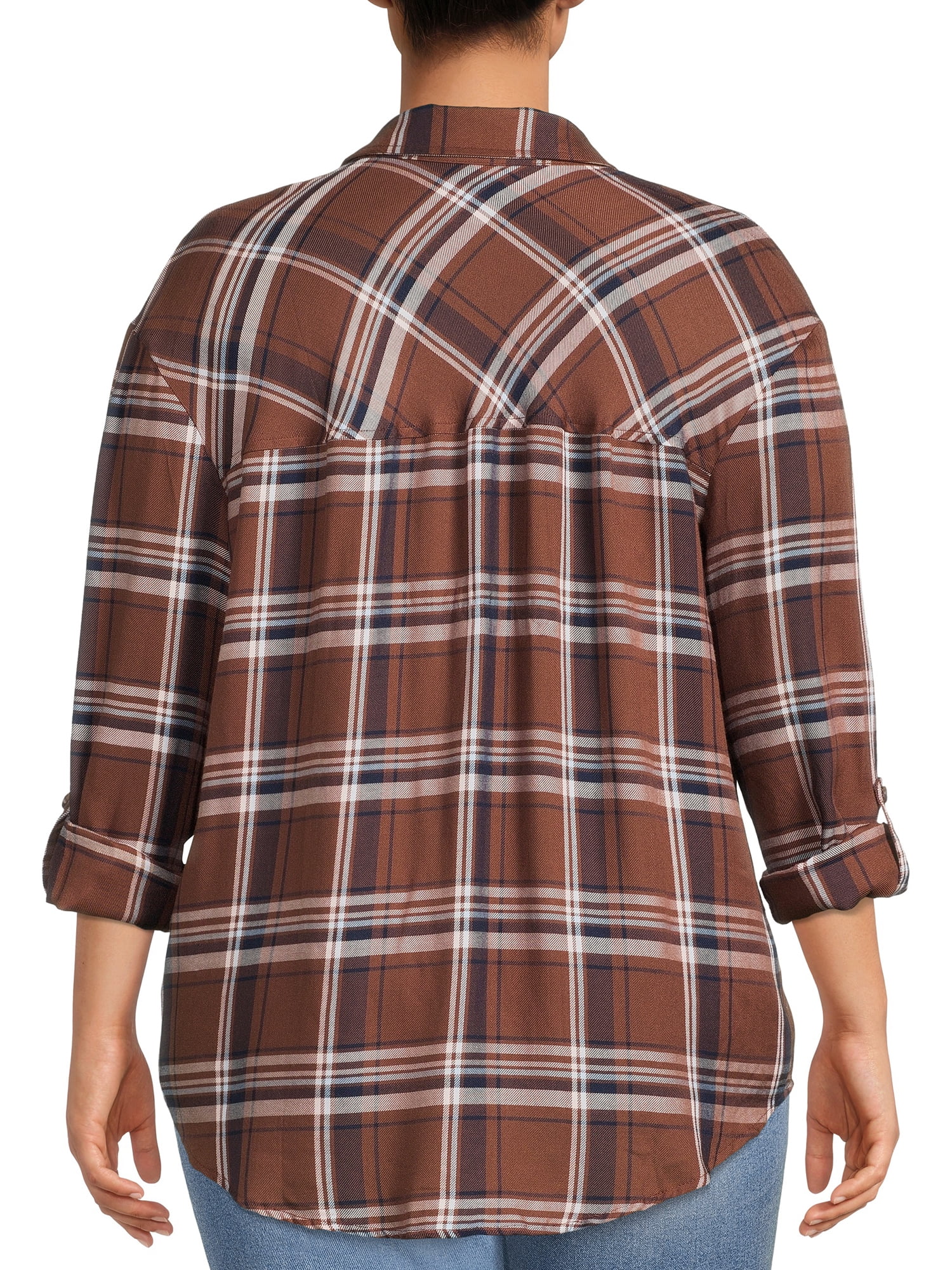 No Boundaries Juniors' Button-Front Plaid Shirt