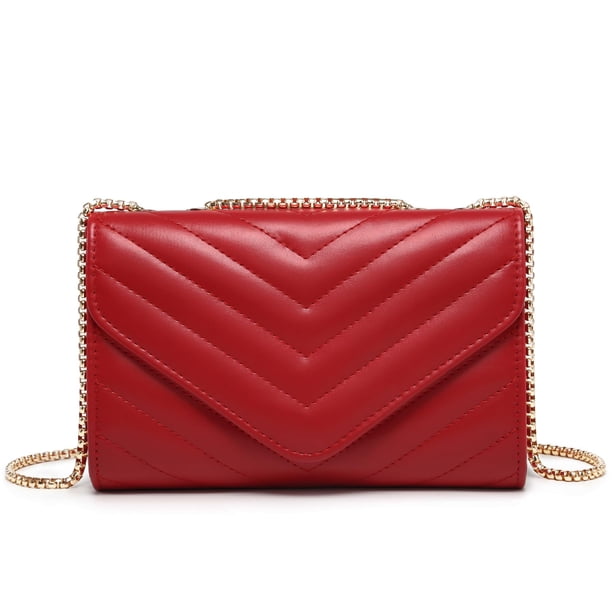 Bolso bandolera Dasein acolchado de noche rojo para mujer