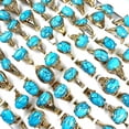 thumbnail image 3 of K-KED 40pcs New Fashion Mixed Lots Natural Stone Turquoise Gold P Unisex Rings, 3 of 6