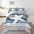 thumbnail image 2 of Erosebridal Marine Starfish Comforter Sets Full Size, Gray Blue Wooden Striped Comforters & Duvets Ultra Soft 3 Pieces, 2 of 8