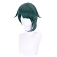 thumbnail image 2 of Fiudx Peluca de Cosplay, Postizo de Fibra de Alta Temperatura, Peluca de Doble Trama Resistente, Estilo Corto Azul Asimétrico, Disfraz para Juego de Rol, con Temática de Alicia, Consejos de Fácil Man, 2 of 7