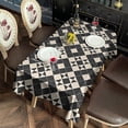 thumbnail image 2 of Black Beige Checkerboard Checkered Pattern Rectangle Tablecloth 60"x102",Waterproof Polyester Rectangle Table Cloth, Wipeable Spillproof Polyester Tablecloth for Dining, Camping, Indoor and Outdoor, 2 of 6