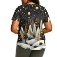 thumbnail image 3 of Hueook Plus Size Christmas T Shirts for Women Short Sleeve Graphic Tee Xmas Gold forest Black Holiday Top Multicolor 2X, 3 of 5