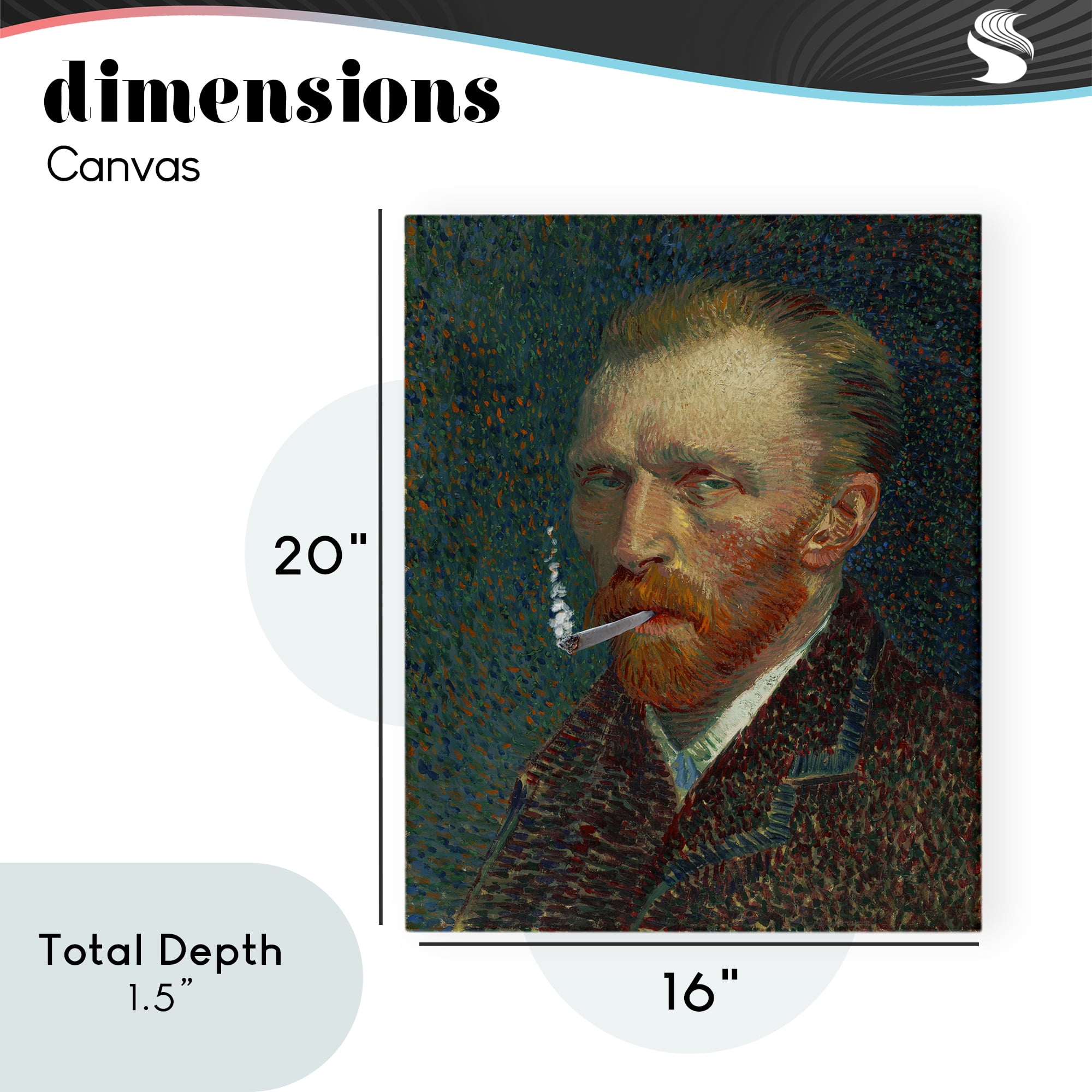 Van Gogh Portrait with Smoke Canvas Wall Art, design by Masters Redux