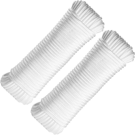 

Nylon Rope Paracord 550 Works Well for Camping Hiking Utility Good for Clothesline Tie Pull Swing and More - 1/4 Inch by 80 Ft. White - 2 Pack