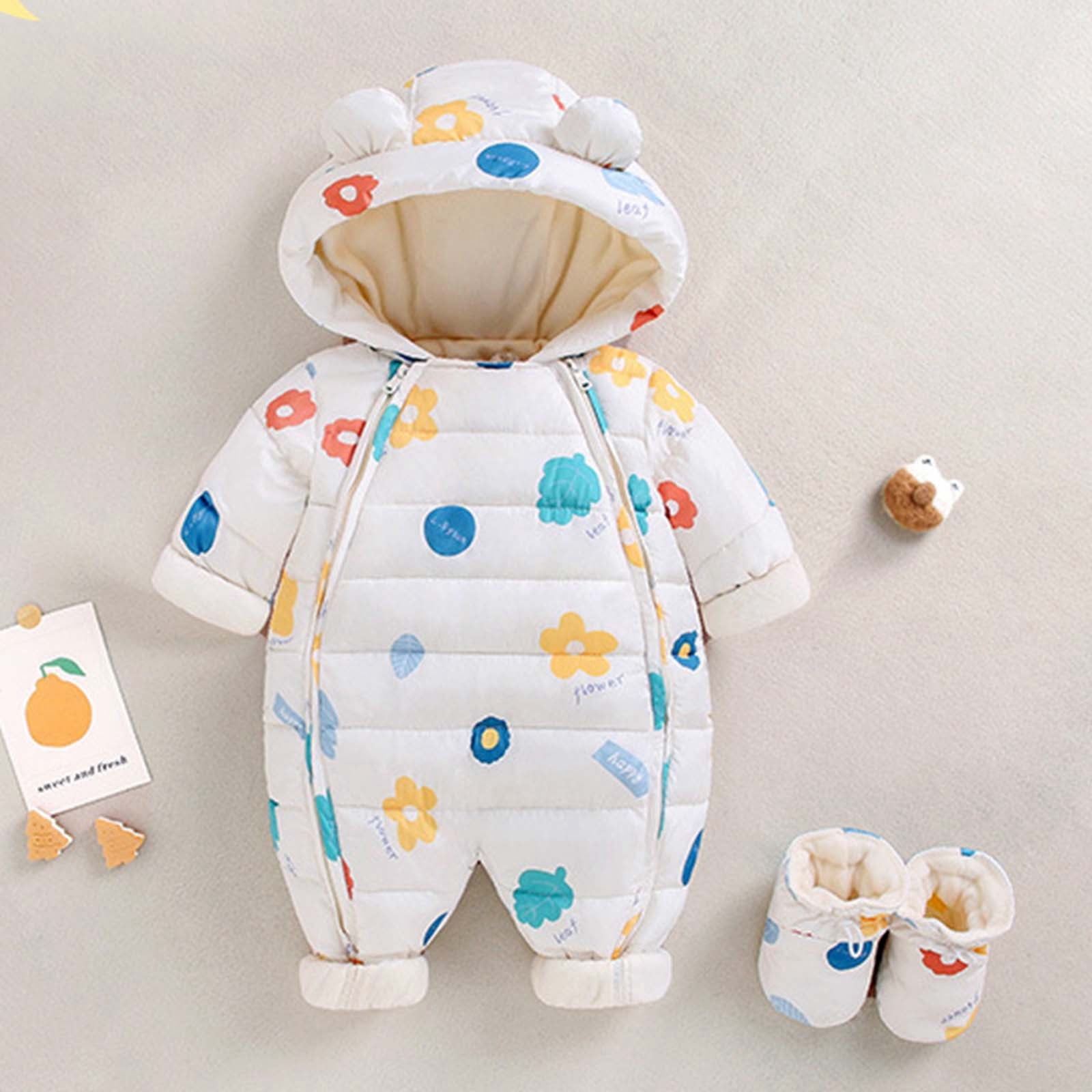 VNKIDY Boys Bodysuits Fall Winter Baby Space Cartoon Prints Thermal Onesie Long Sleeve Hooded Romper For Daily Wear Warm Styling Lovely Onesie
