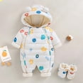 thumbnail image 2 of Hwmodou Baby Bodysuits Boys Cotton Blend Kids Romper Hooded Children Warm Snowsuit Down Zipper Coat Jacket Fall Winter Confortable Crawl Suit,18-24M, 2 of 9