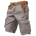 thumbnail image 2 of Nestiefly Mens Cargo Shorts Elastic Waist Cotton Shorts Relaxed Fit Casual Summer Hiking Shorts with Multi Pockets Light Gray XL, 2 of 5