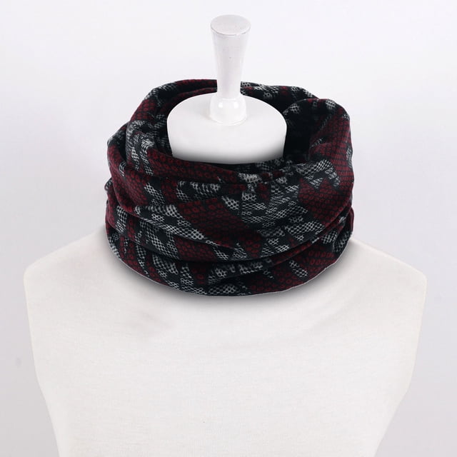 Foulard Multicolore Automne et Hiver Imprimé Chaud Court en Peluche pour Hommes et Femmes Cercle Simple Double Tricot