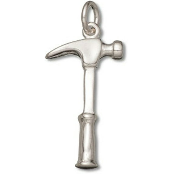 Sterling Silver 30" Unisex 1.5mm Box Chain 3D Hammer Pendant Necklace Claw And Comfort Grip