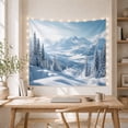 thumbnail image 5 of Misty Snowy Mountains with Pine Forest and Clouds, Serene Rustic Style for Nature Lovers, Winter Landscape Art, Christmas Gift, Tapestry Wall Hanging for Bedroom and Living Room, 5 of 7