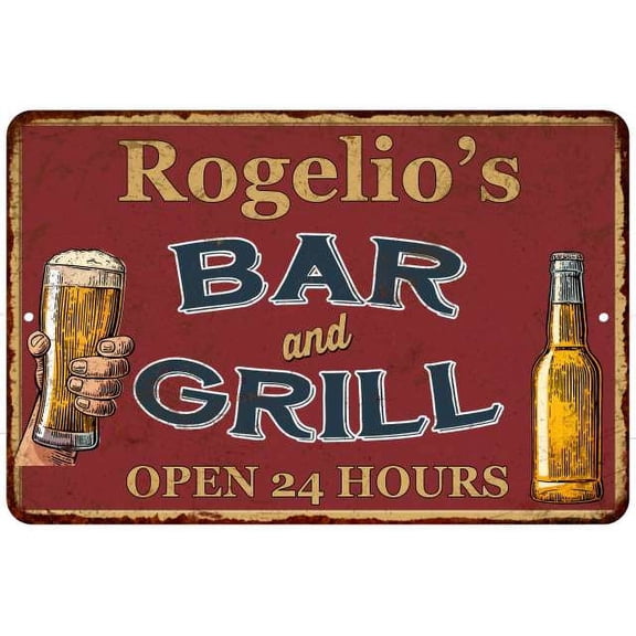 Rogelio's Red Bar and Grill Rustic Sign Decor 8x12 208120045800