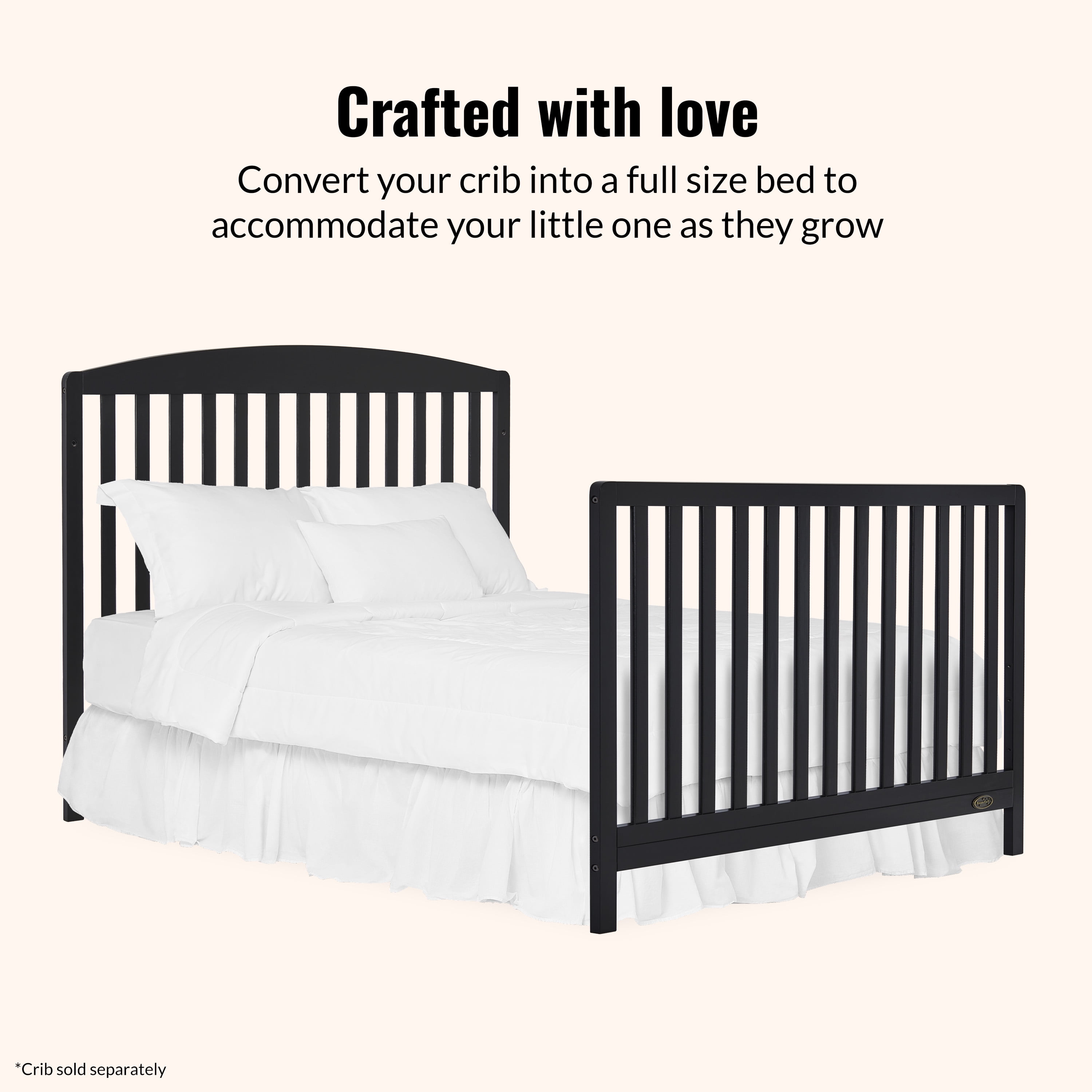 Dream On Me Universal Bed Rail, Matte Black Vintage