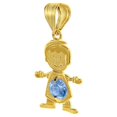 thumbnail image 3 of Pendentif Garçon/fils en Or Jaune 14k avec Zircon Cubique Taille Ronde Pierre de Naissance de Décembre avec Chaîne de Blé Carrée, 3 of 3