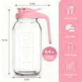 thumbnail image 4 of JOGGEIL 3 Pack 64OZ Mason Jars with Lid, 2 Quart Glass Water Pitcher with Lid, Airtight Seal for Great for Iced Tea,Juice,Milk,Coffee,Sun Lemonade, Pink, 4 of 11