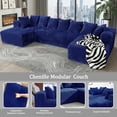 thumbnail image 5 of 130" Boneless Sectional Couch, Blue U-Shaped Corduroy Couch with Chaise Lounge, 4-Seat Living Room Sofa with Pillow Back and Square Arms, 5 of 9