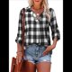 thumbnail image 1 of Blusa Holgada de Larga con Cuello en V y Estampado Collage de Otoño para Mujer Negro L, 1 of 5