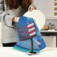 thumbnail image 3 of USA Flag Wooden Sign with A Beach on Background - Europe Tea Towels Set of 1 Kitchen Dish Cloth with Hanging Loop, 18"x28"Lint-Free Absorbent Towel for Kitchen Drying Wiping and Cleaning, 3 of 7